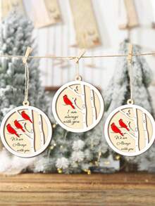 1Pc Quà tặng tưởng niệm 3D Mặt dây chuyền bằng gỗ hình chim hồng y đỏ Đồ trang trí Giáng sinh Đồ trang trí Giáng sinh thiên đường Đồ trang trí cây thông Giáng sinh tưởng niệm - Nhiều màu - Xem 2