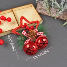 1 mặt dây chuyền trang trí hình ngôi sao Giáng sinh, đồ trang trí treo cây thông Noel tự làm, đạo cụ trưng bày cửa sổ hình nơ và chuông - Nhiều màu - Xem 5