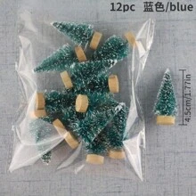 12pcs/Pack Mini Artificial Pine Christmas Trees, Multiple Colors (Blue, Light Green, Green, White, Gold, Silver), Home, Party, Office, Garden Decor, Christmas Decoration, DIY Miniature Snowy Scene Craft Ornaments,Christmas - 12pcs Small Christmas Tree - View 14