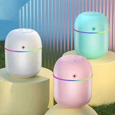 1 pieza Humidificador mini para escritorio en el hogar, con rociador de niebla y luz de cambio de color, adecuado para dormitorio, automóvil, hidratación y aromatizante