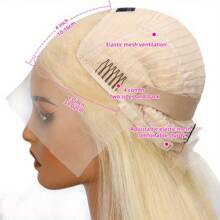 13x4 transparente 613 blonde Honigfarbe gerade Bob Spitzenfrontinets für Frauen, 180% Dichte brasilianisches Echthaarperücke blonde Bob Perücke, kurze gerade Spitzenfront Bob Perücke - Blonde - Übersicht 7