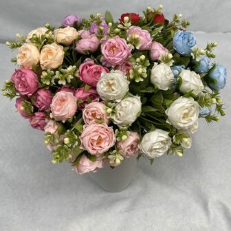 2 件装 20 枝奢华仿牡丹花束，北欧风格人造花适合家居和婚礼装饰、圣诞节、派对、新年