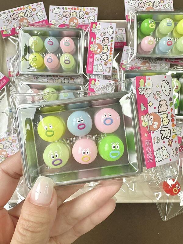 1pc/6pcs Colorful Graffiti Emotions Pinch Music - Stress Relief Toys, Release Stress, Christmas, Birthday Gifts(Card Head Random)