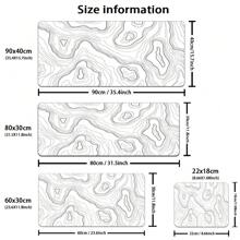 1pc Black Topographic Mouse Pad, White Extended Gaming Mouse Pad, Topographic Desk Mat Laptop Desk Decor Writing Pad For Work, Game, Office, Home - Topographic Contour