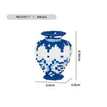 中国风迷你花瓶积木套装，微粒积木玩具，DIY组装玩具积木花束展示家居装饰，新年礼物 - 彩色 - 查看 9