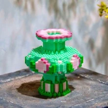 中国风迷你花瓶积木套装，微粒积木玩具，DIY组装玩具积木花束展示家居装饰，新年礼物 - 彩色 - 查看 6