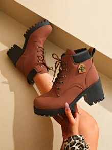 中跟靴时尚防滑防水轻便韩版女2024新款秋冬保暖内衬靴 - 咖啡棕 - 查看 9