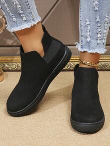 Giày bốt thể thao ngoài trời thời trang dành cho nữ, bốt ngắn, giày bệt cổ cao kiểu dáng mới cho mùa thu/đông - màu đen - Xem 2