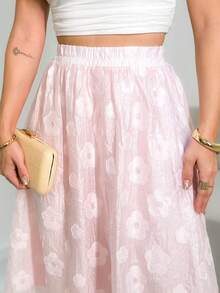 Women's Midi Tulle Skirt With Florida Print/A828 - 粉色 - 查看 2