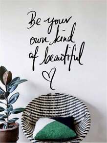 1pc English Lettering 'beautiful' Wall Sticker For Bedroom, Studio Or Dormitory Background Wall Decoration, Stickers, Wall Decal, Vinyl Decal For Home Decorations, Spring Decoration Items Refresh Your Home, Rama Decoration Stickers Gifts Birthday Graduation