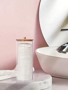 1pc Plastic Swab Box With Lid, Dust-Proof Storage Can, Transparent Cosmetics Organizer Desktop Storage Box, Makeup Customs Accessories,Gifts For Women,Christmas Gifts,Gift Ideas For Women - Clear - View 8