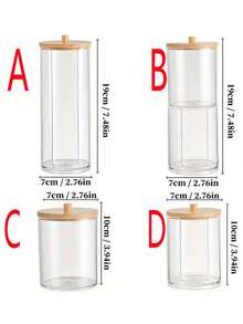 1pc Plastic Swab Box With Lid, Dust-Proof Storage Can, Transparent Cosmetics Organizer Desktop Storage Box, Makeup Customs Accessories,Gifts For Women,Christmas Gifts,Gift Ideas For Women - Clear - View 5