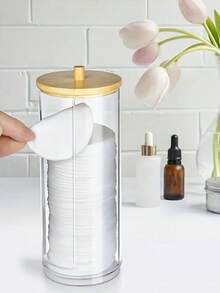 1pc Plastic Swab Box With Lid, Dust-Proof Storage Can, Transparent Cosmetics Organizer Desktop Storage Box, Makeup Customs Accessories,Gifts For Women,Christmas Gifts,Gift Ideas For Women - Clear - View 9