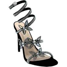 Bonnibel Women Butterfly Rhinestone Strappy High Heels Sandals Patricia-2 - Black - View 2
