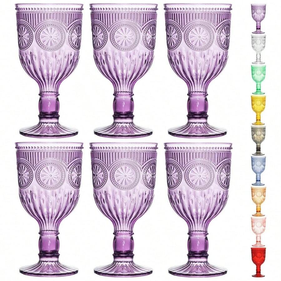 Reusable Colorful Flower Embossed Stemware, Unbreakable Champagne Flute Glasses For Wedding, Party, Bar, Clear - Multicolor - View 1