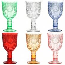 Reusable Colorful Flower Embossed Stemware, Unbreakable Champagne Flute Glasses For Wedding, Party, Bar, Clear - Multicolor - View 2