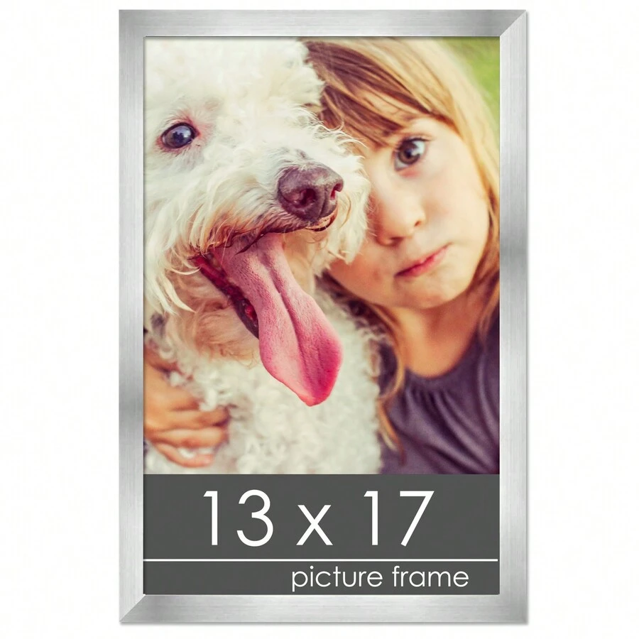 Custompictureframes.Com 13x17 Wood Frame With UV Acrylic 6 Finishes: Black White Bronze Silver Wood Mahogany - 銀色 - 查看 1