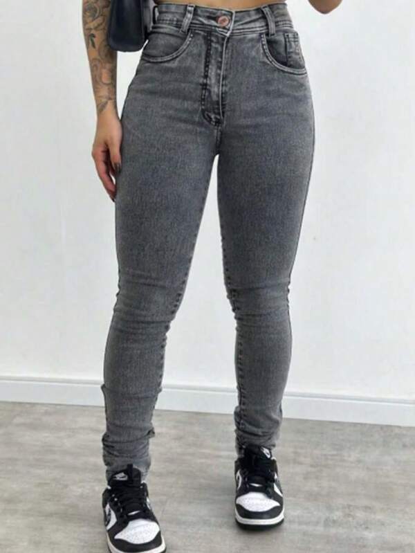 Calça Jeans Skinny Feminina Preta