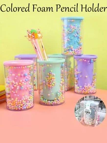 1 pieza Soporte de bolígrafo de espuma colorido y bonito, de vuelta a la escuela, útiles escolares, estuche de lápices, bolsa escolar, papelería - Multicolor - Ver 8