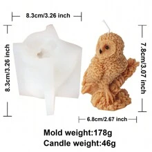 硅胶猫头鹰蜡烛模具，动物主题 3D DIY 工艺艺术硅胶肥皂模具，不对称形状手工蜡烛制作用品 - 白色 - 查看 17