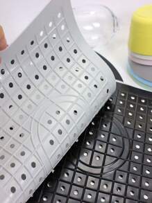 1/2pcs,Black/White,(Round/Rectangle,Soft Rubber Sink Mat Anti Slip Home Heat Insulation Drying Protector Cover Quick Drain Pad Home Kitchen Accessories Sink Pad - Multicolor - View 9