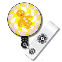 1 件可爱姜饼伸缩徽章卷轴架，配有坚固的鳄鱼夹，适用于护士、护理学生和医生 - 360 度旋转 ID 标签卡，带按扣 - 黑色 - 查看 9