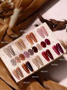 XEIJAYI 9瓶15毫升冰茶美甲凝胶，半永久可卸UV凝胶指甲油，美甲设计热门礼物，女士美甲 - 彩色 - 查看 4