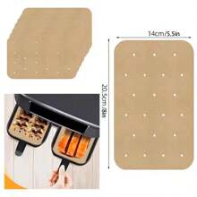 100 tờ giấy dầu chiên không dầu dùng một lần, giấy chống dầu tròn dùng cho chiên không dầu, nướng, nấu ăn và nướng ngoài trời - Màu gỗ - Xem 9