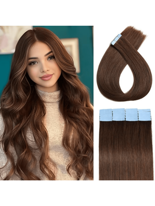 20 Stück/Packung Tape-In Haarverlängerungen aus Echthaar, Remy Gerade, unsichtbare Klebe-Haarverlängerungen, geeignet für alle Menschen, Halloween Kostüme