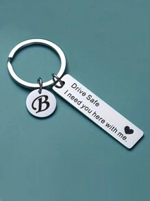 Drive I Need You Here With Me 钥匙扣字母表首字母不锈钢钥匙链环礼物送给他/她男朋友/丈夫情人节