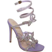 Bonnibel Women Butterfly Rhinestone Strappy High Heels Sandals Patricia-2 - 薰衣草 - View 2