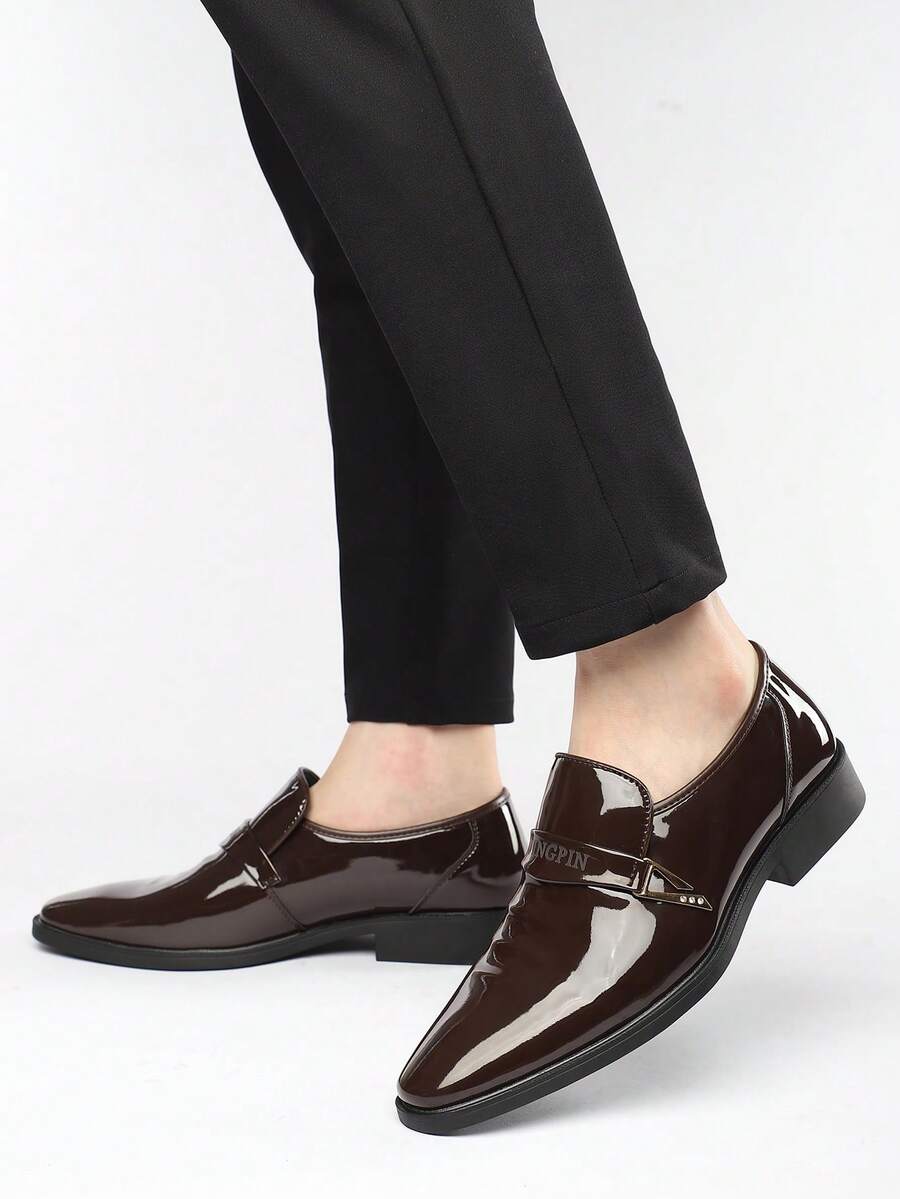 Giày da công sở nam, thoáng khí và thoải mái, đế mềm chống trượt, bóng - màu nâu - Xem 1