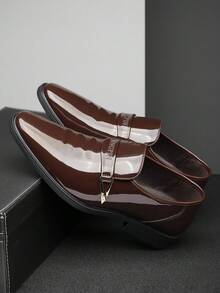 Giày da công sở nam, thoáng khí và thoải mái, đế mềm chống trượt, bóng - màu nâu - Xem 2