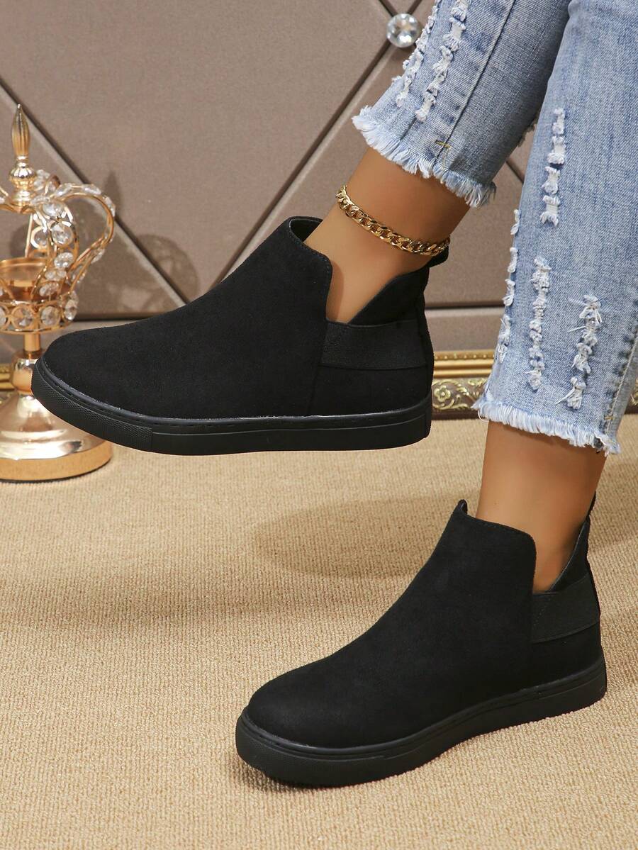 Giày bốt thể thao ngoài trời thời trang dành cho nữ, bốt ngắn, giày bệt cổ cao kiểu dáng mới cho mùa thu/đông - màu đen - Xem 1