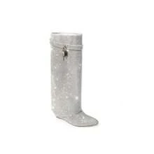 Botas con candado con forma de tiburón con rhinestones Mutto-1C - Plateado - Ver 3