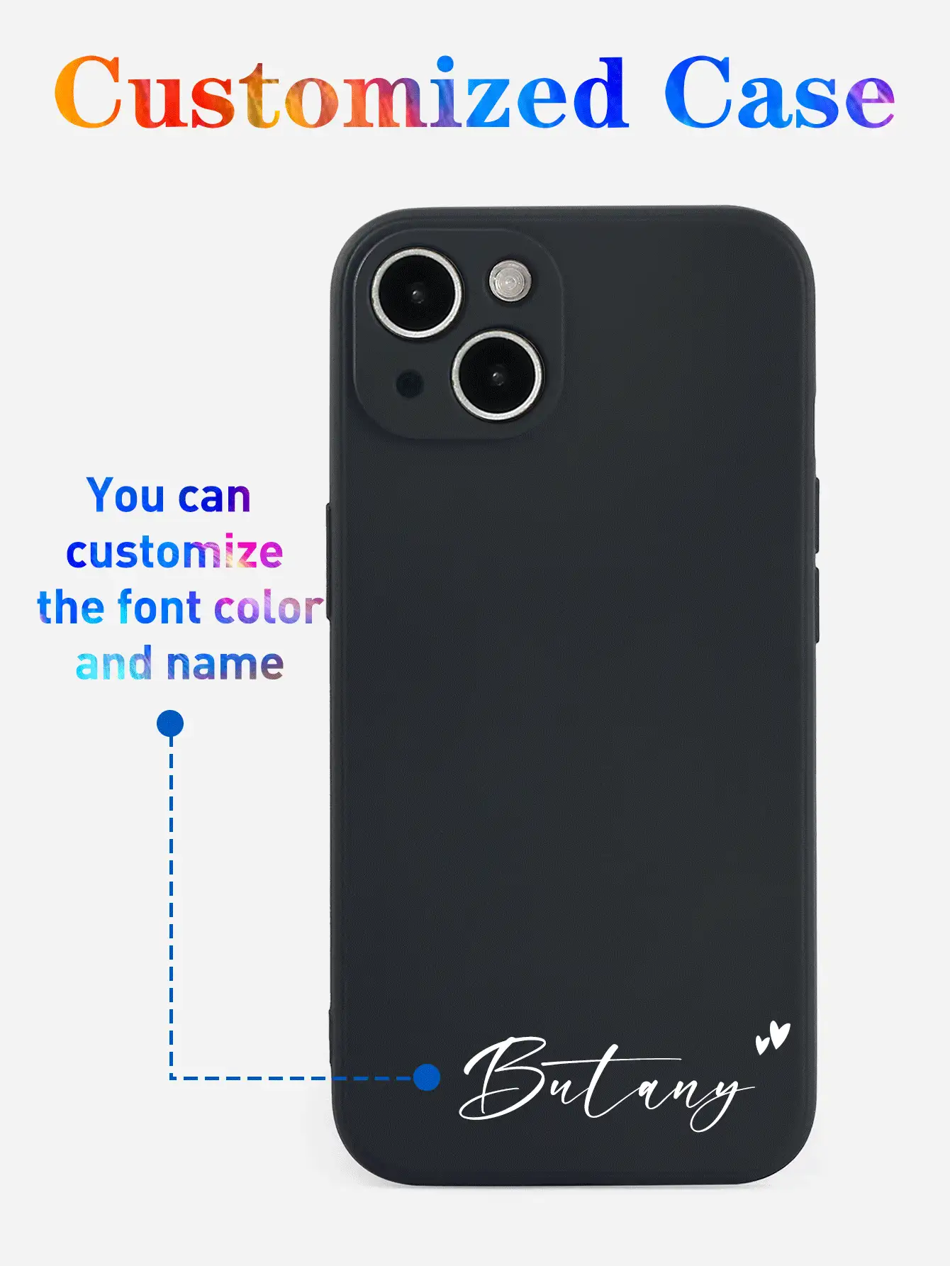 Personalisierbare Namens-Handyhülle, schwarze Ganzkörper-Handyhülle, personalisiertes Herz-Namens-Design, Apple iPhone Handyhülle, Geburtstagsgeschenk, Halloween-Geschenk, Geschenk für den Freund, Festivalgeschenk, personalisiert kompatibel mit iPhone 11/12/13/14/15/16 Pro Max, personalisierte Handyhüllen, lässig-schickes Straßendesign - Verschiedenfarbig - Übersicht 2