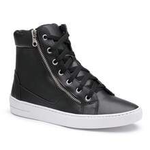 Women's High Top Gym Sneakers Zipper Confort Original - 黑色 - 查看 2