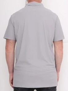 Men's Short-Sleeved Polo Shirt Monochrome Ice Silk Quick-Drying Imported Fabric With Elasticity - 灰色 - 查看 2