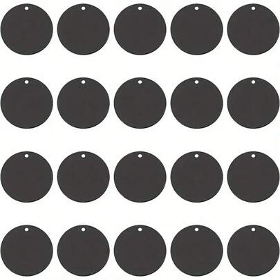 20pcs Black Painted Brass Flat Single-Hole Round Pendant Earring Necklace DIY Jewelry Accessory