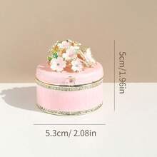SIQIZHOU 1pc Flower Jewelry Box For Earrings, Necklaces, Rings, Alloy Sakura Decor Round Ring Box, Enamel Crafted Sakura Jewelry Box, Fashion Decor, Birthday Gift - Sakura Jewelry Box - View 3