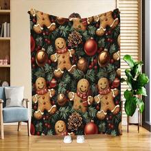 1 chiếc chăn nhung mềm họa tiết người đàn ông bánh gừng và đồ trang trí Giáng sinh, chăn vải nỉ in kỹ thuật số ấm áp và thoải mái phù hợp cho mọi mùa, món quà tuyệt vời cho bạn bè và gia đình, chăn ấm áp đa năng cho ghế sofa, ngủ trưa ở văn phòng, ký túc xá - Nhiều màu - Xem 1