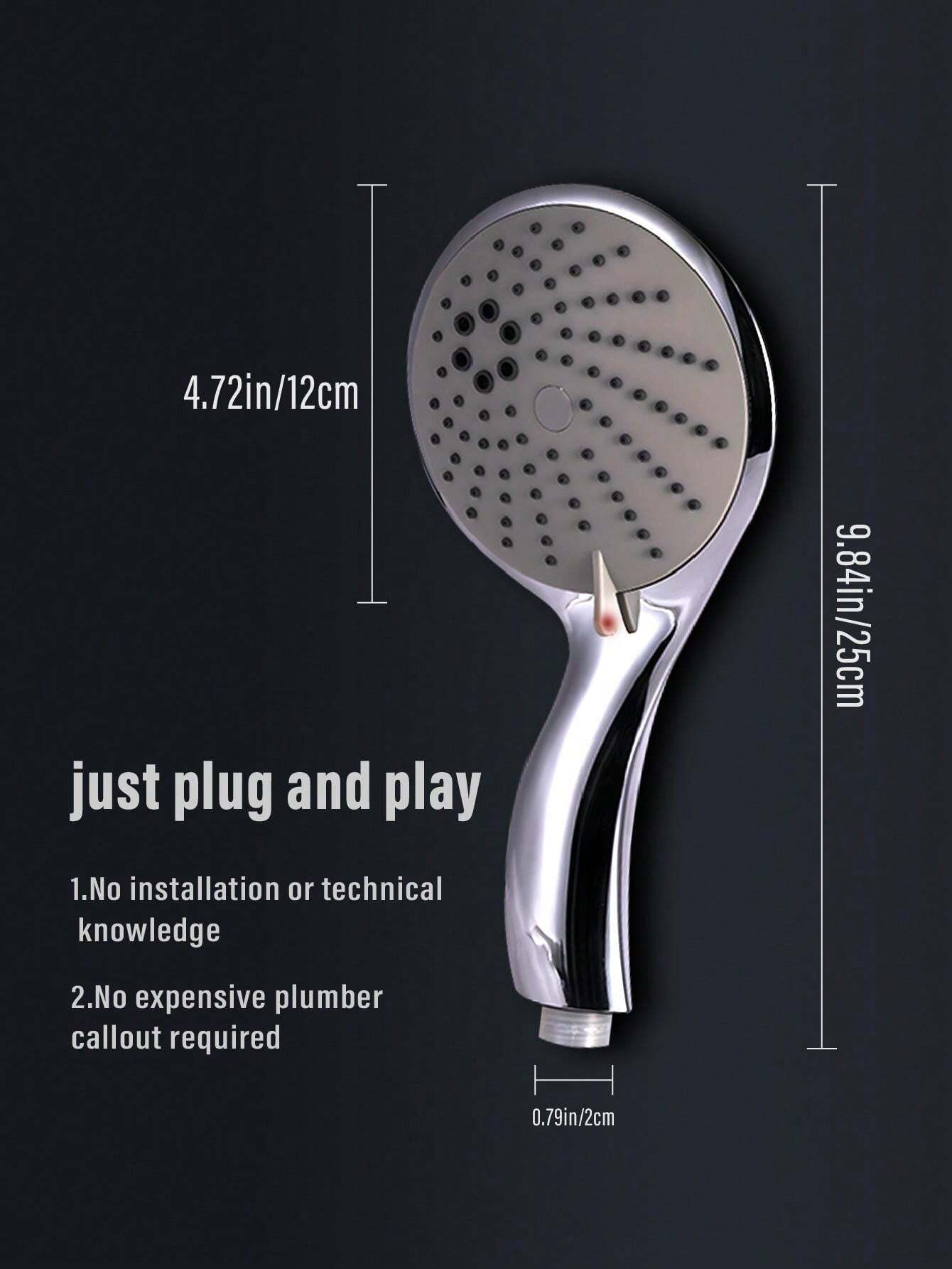2Way Switch HandHeld Plated Shower Head With 3 Spray Functions