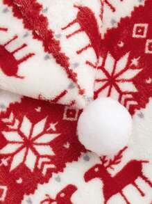 1 件宠物圣诞元素图案连帽衫，适合猫狗，时尚 Ins 风格，秋冬 - 紅白色 - 查看 5