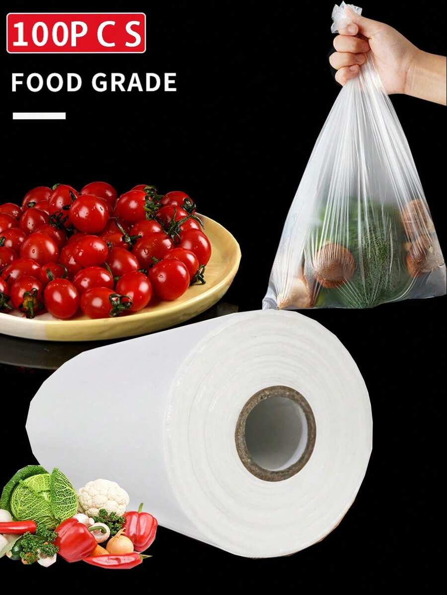 100 个透明食品餐食准备储存袋，可重复使用真空食品储存袋，适用于家庭厨房冰箱 - 彩色 - 查看 1