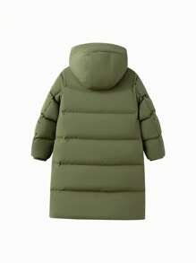 Balabala Kids Down Jacket Unisex Winter Coat Baby New Long Cold Weather - Army Green - View 2