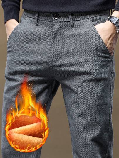 Herren Geschäftskasual Anzughose aus dickem Samt für Herbst und Winter, warm