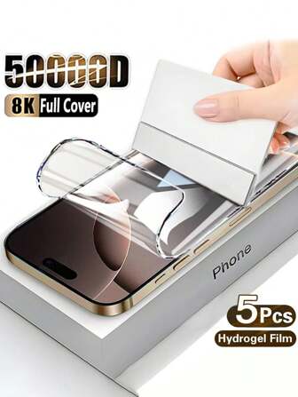 5 st. heltäckande mjuk hydrogelfilm mjukt skärmskydd kompatibelt med kompatibelt med 16/16 Plus/16 Pro/16 Pro Max/15/15Pro/15 Plus/15 Pro Max/14/13/12/11 present till födelsedag, familj, vänner telefonskärmskydd, telefontillbehör vattentätt stötsäkert fallskydd fallskydd reptåligt fingeravtrycksskydd