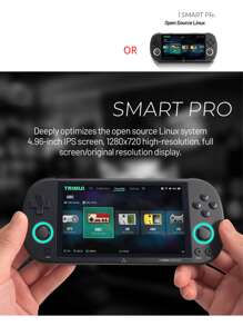 1280*720 High-Resolution Smart Pro Handheld Game 5+Hours 5000 MAh ConsoleHD 4.96 Inch, 64G 12000+ Retro Handheld Video Games Consoles Built-In Rechargeable Battery Portable Style Hand Held Game Consoles System Black - Multicolor - View 4