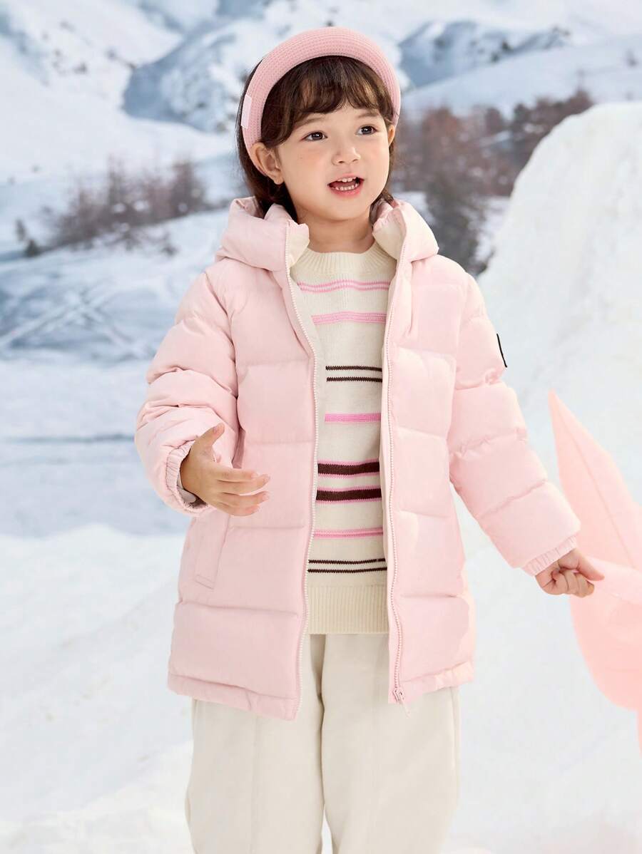 Balabala Tween Girl Down Jacket Big Tween Girl Winter Warm Hooded Coat - Pink - View 1