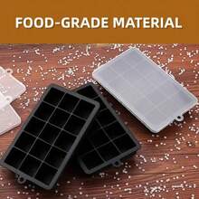 1 个 15 腔硅胶冰块托盘，每个托盘可轻松释放 15 个冰块，可重复使用可堆叠冷冻托盘，柔软硅胶，防冻，易于清洁，冰块模具托盘 - 黑色 - 查看 9